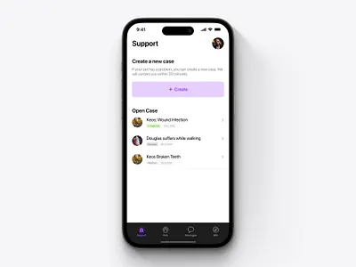 Support App | iOS concept interface ios light mode list purple tabbar ui white