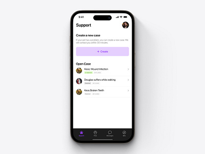 Support App | iOS concept interface ios light mode list purple tabbar ui white