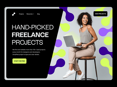 project management landing page, design in webflow design freelance hiring homepage hr job board jobs landing page recruitment saas startup talents team uxui visual identity web web site webflow webpage website