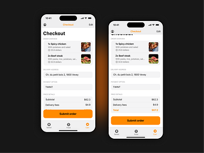 Food delivery app app application cart checkout clean concept daily ui dailyui design food delivery food delivery app interface light minimal minimalist ui ui design uidesign uiux user interface