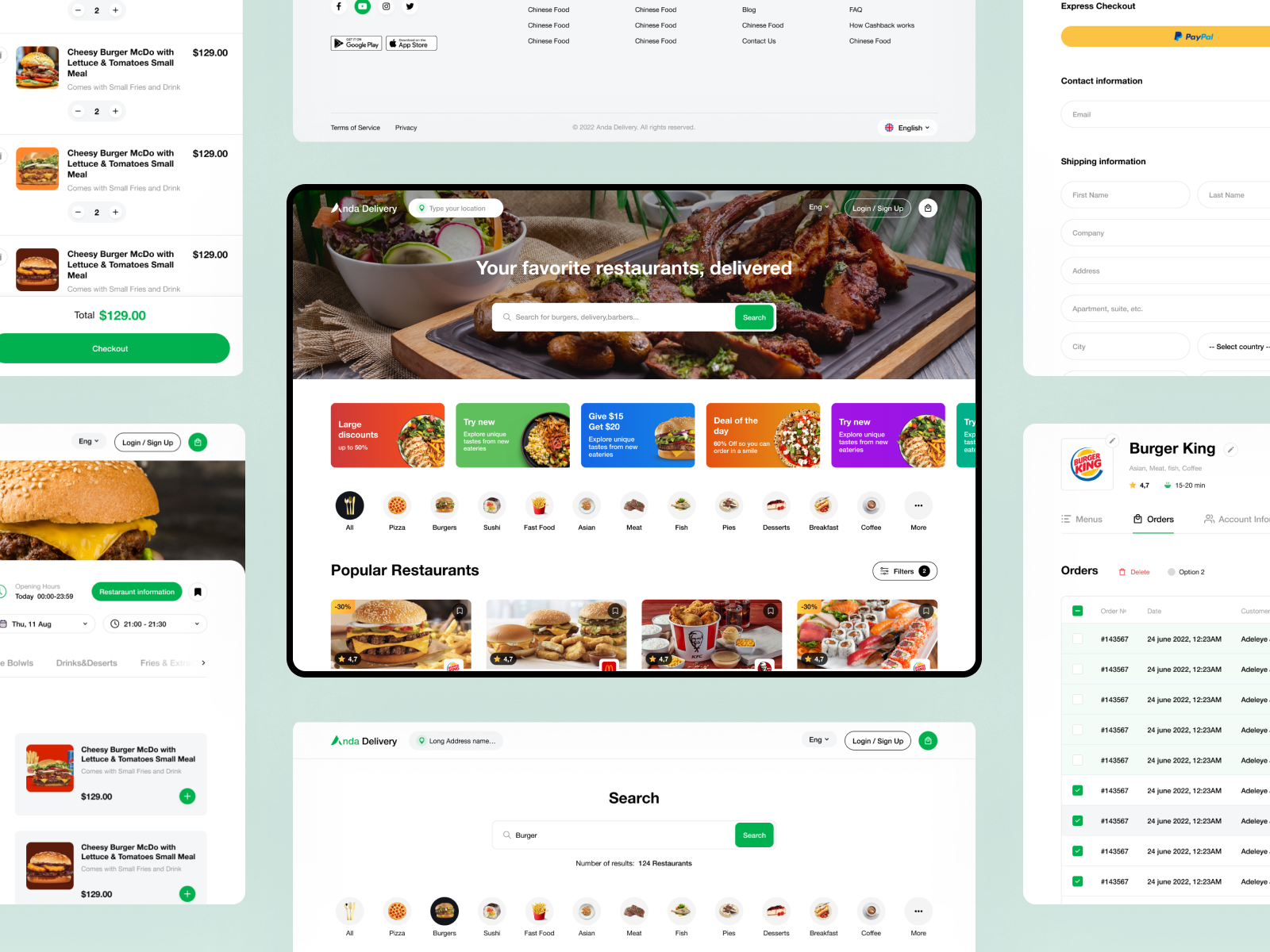 Anda Delivery – Food Delivery platform crm dashboard delivery food delivery graphic design interface mobile responsive ui user experience user interface web app web design