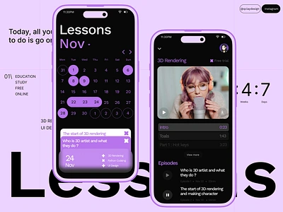 Online Courses App app audio book calendar course edtech education learning minimal mobile mobile app online course startup streaming student study udemy ui ux video video lesson
