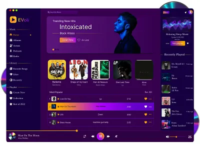 EVoli - Music Player Web App figma graphic design ui ux web design