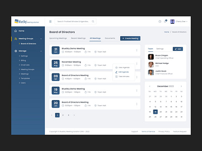 SaaS Design for BlueSky Meeting company application board design manage meetings saas school boards software as a service ui ux web