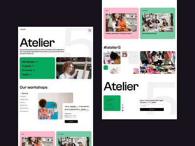 Atelier homepage concept art direction atelier colorful colors design figma landing layout typography ui ux web