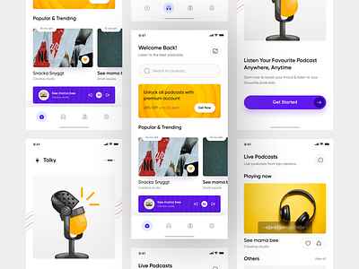 Podcast App Design android app application best app design best ui best web design branding clean design ios app live streaming logo minimal mobile app podcast app podcasting streaming app ui ui design uiux ux