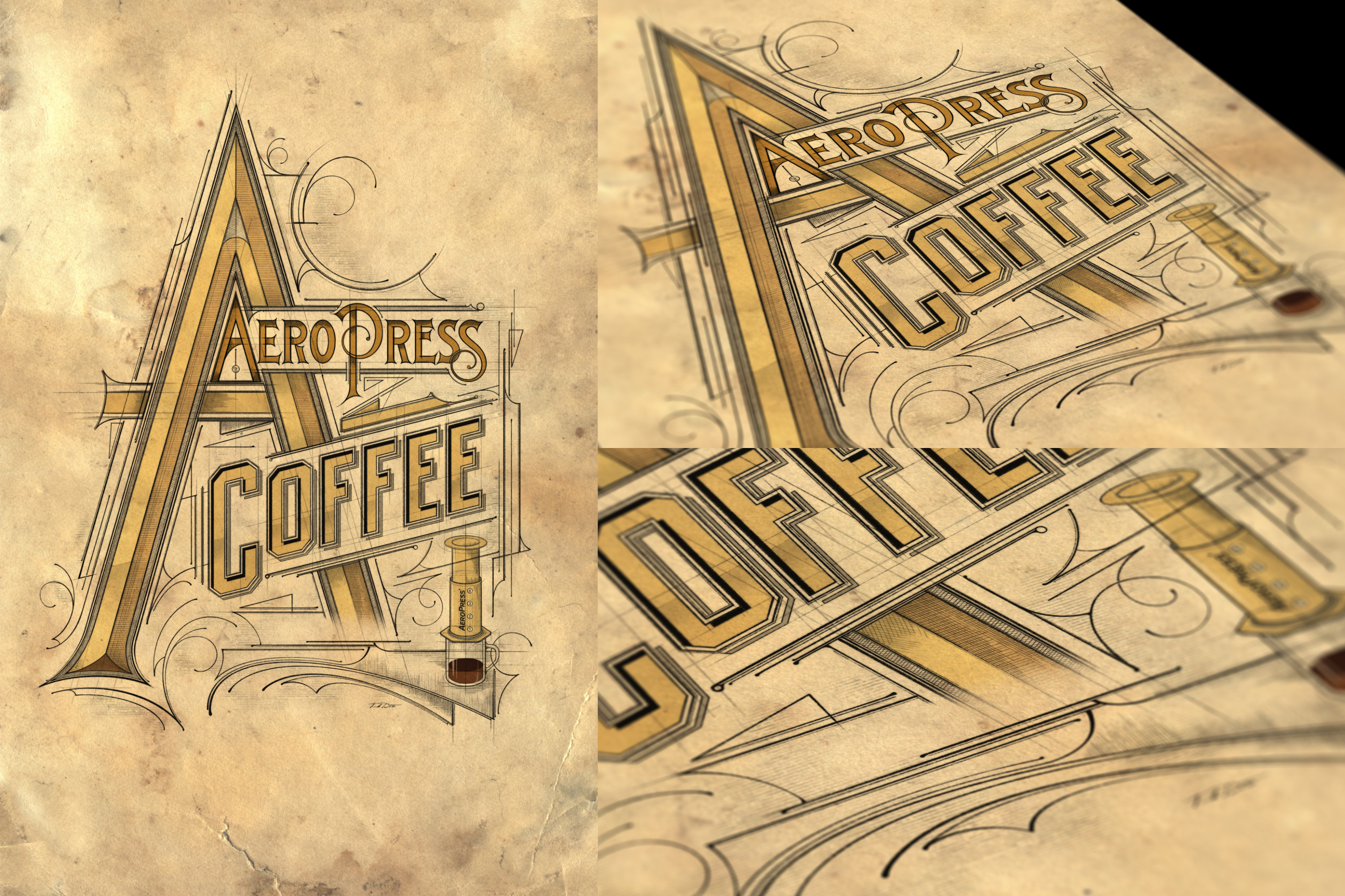 AeroPress | Poster aeropress aeropresscoffee biernat coffee design hand handlettering illustration kawa lettering plakat poster procreate
