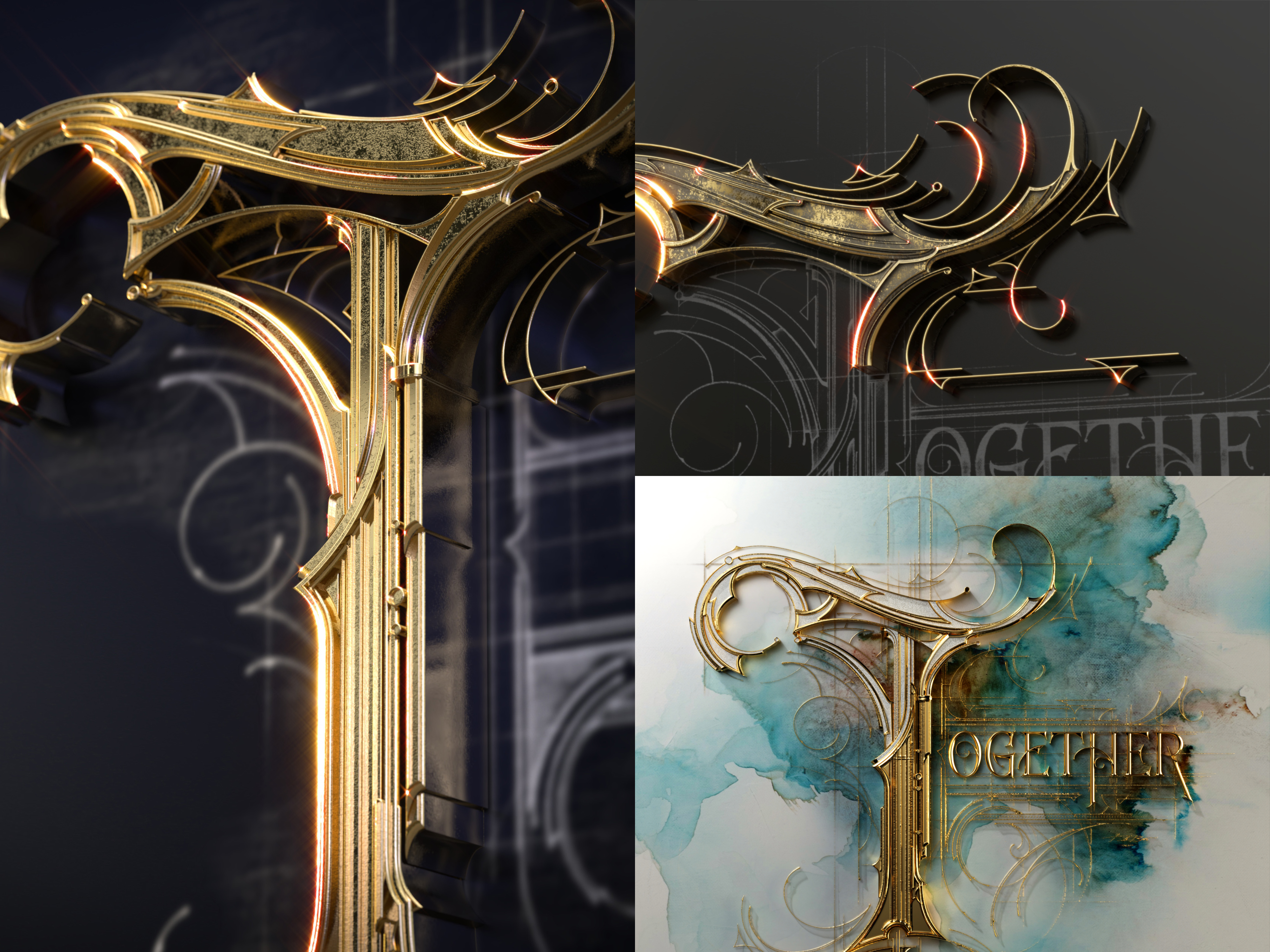 „Together” Lettering | From sketch to 3D with Paul Sherstobitoff 3d 3dmodel biernat design florida graphic design handlettering illustration lettering paul sherstobitoff together typografia typography usa