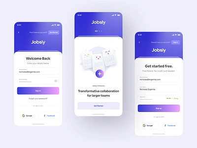 Jobsly - Sign in/up UI account app login app sign in branding create new account design illustration inspiration login login ui logo sign in sign in ui sign up ui ui design ux ux design web