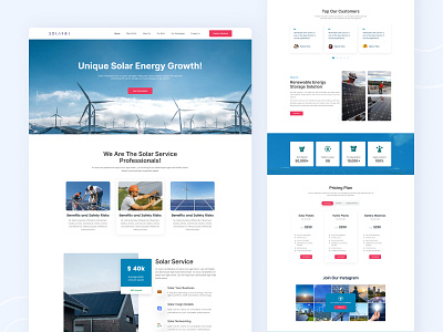 Solary - Solar Panel landing page branding graphic design landing page solar landing page solar website solar website design solar website templates solary ui web ui website design