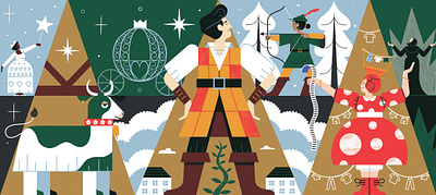 Waitrose - Pantomimes christmas colour design editorial editorial illustration holidays illustration pantomimes print
