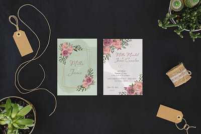 Wedding invitation design illustration invitation invite nature rustic style save the date vector watercolor wedding