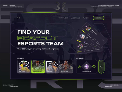 Esports Web App Animation 3d animation branding design esports fortnite game game design game interface gaming igaming illustration logo motion graphics team tournament training twitch ui videogames