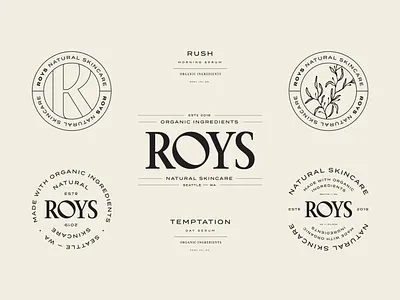 Logotype, monogram & marks for Roys beauty branding cosmetics emblem female haircare logo logomark makeup monogram skin skin care skincare visual identity wellness