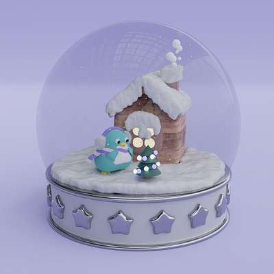 Snow globe ❄️🌨️ 3d 3dart 3dillustration 3dmodeling 3dobject 3dwork blender design holidays illustration newyear snow winter