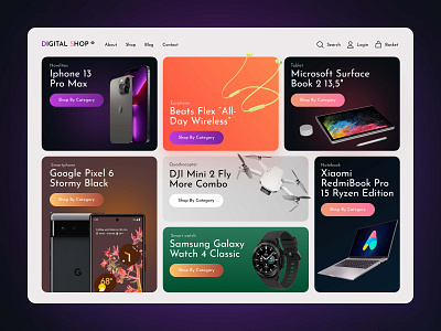 Digital shop e-commerce website brand catalog colour design digital ecommerce gradient graphic design key visual main page product shop typography ui ux web website