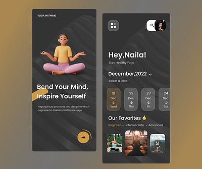 Yoga Mobile App. app care design fitness health ui ux yoga