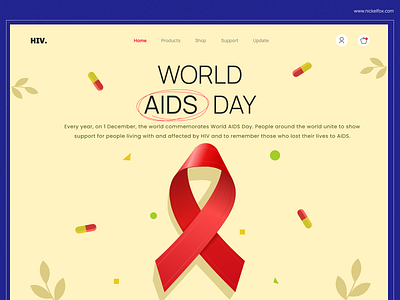World Aids Day - Web Design 3d aids art branding color creative dashboard day design exploration global issue home page illustration landing page logo platfom ui vector web design web ui