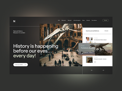Natural History Museum in London - Concept shots black brown concept dinosaur england header history london museum old redesign site siteweb trex ui ux web webdesign webui webux