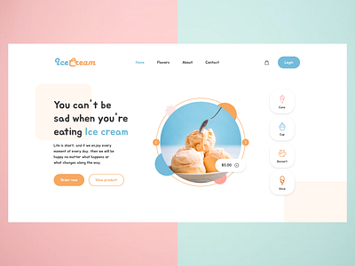 Ice-Cream Web Home page design dessert food home page home poage design ice cream home page ice cream website landing page ui website website desigh