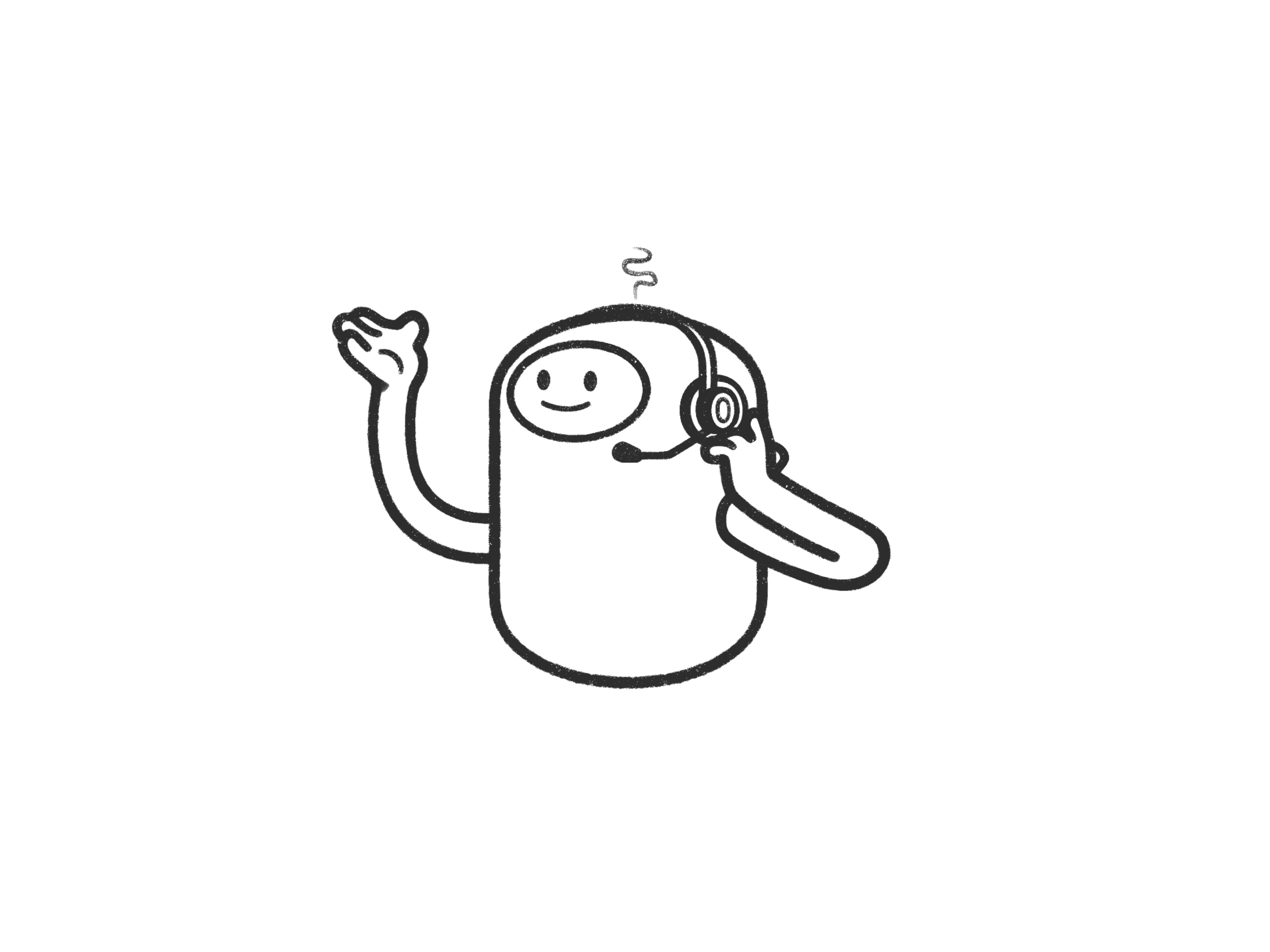 robot android black and white comic customer service cyber drawing illustration line minimal monochrome procreate product design robot support ui ux web design