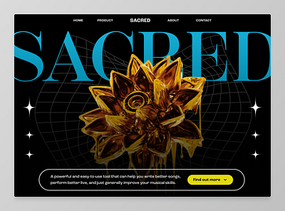 SACRED - AI Musician Helper 3d colorful ui web design