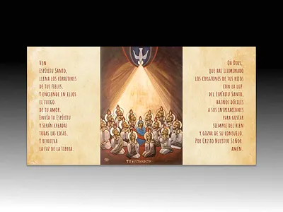 Oración al Espíritu Santo. Fondo de pantalla o tríptico. diseño gráfico fe cristiana
