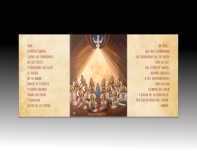 Oración al Espíritu Santo. Fondo de pantalla o tríptico. diseño gráfico fe cristiana