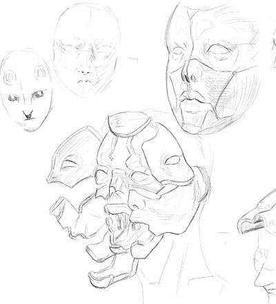 Cybernetic face design study cyberpunk digital futuristic illustration sketch study