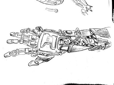 Cybernetic hand illustration comic design illustration ink paper sketch book