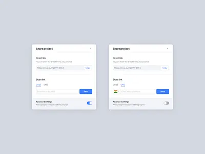 Share modal concept design share share link share popup share project ui