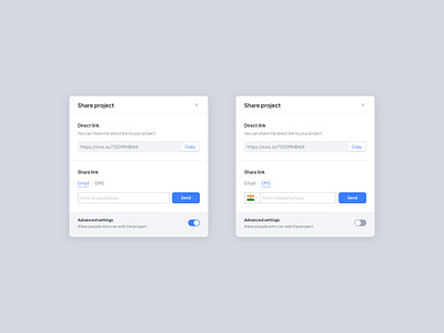 Share modal concept design share share link share popup share project ui