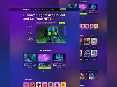 Niftrec NFT Website Design blockchain blockchain landing page crypto crypto crypto landing page cryptocurrency graphic design landing landing page landing page bitcoin metaverse nft nft digital art nft landing page nft marketplace nft website ui ui design web design web3 website