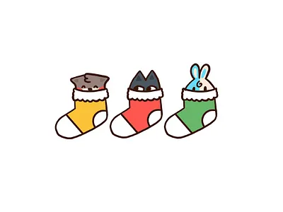 stocking stuffers bunny cat christmas comic flat holidays illustration otter rabbit stockings supercatt