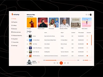 Winamp Redesign app design desktop app desktop design music app music desktop app music player ui ui design winamp redesign