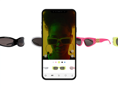AR screen of Balenciaga App concept after effects animation app ar balenciaga glasses interface mobile interface photo sunglasses ui ux