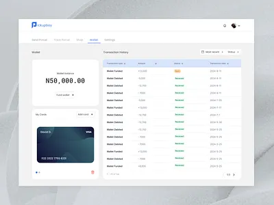 PUB Wallet Screen card ui dashboard dashboard design delivery app delivery screen filter finace top up tracking screen transaction history ui ux wallet wallet balance