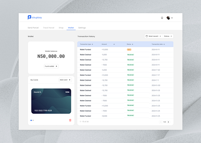 PUB Wallet Screen card ui dashboard dashboard design delivery app delivery screen filter finace top up tracking screen transaction history ui ux wallet wallet balance