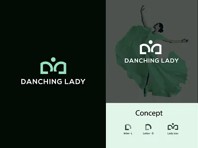 DANCHING LADY | D+L LETTER MARK LOGO WITH LADY ICON branding creative logo d letter logo dance logo danching girl logo design graphic design illustration l letter logo lady icon lady logo letter logo letter mark logo logo logo design minimal logo modern logo monogram logo vector women logo
