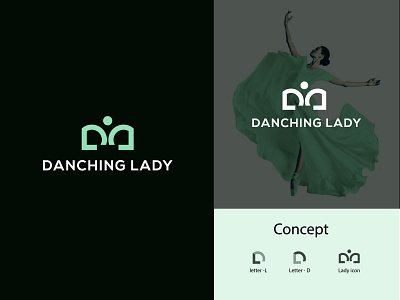 DANCHING LADY | D+L LETTER MARK LOGO WITH LADY ICON branding creative logo d letter logo dance logo danching girl logo design graphic design illustration l letter logo lady icon lady logo letter logo letter mark logo logo logo design minimal logo modern logo monogram logo vector women logo