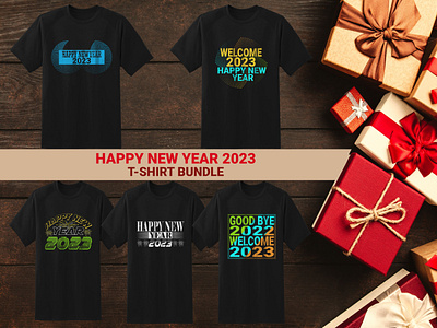 Happy New Year T-shirt Bundle cloating custom design graphic design happy new year design new year design shirt design t shirt t shirt design