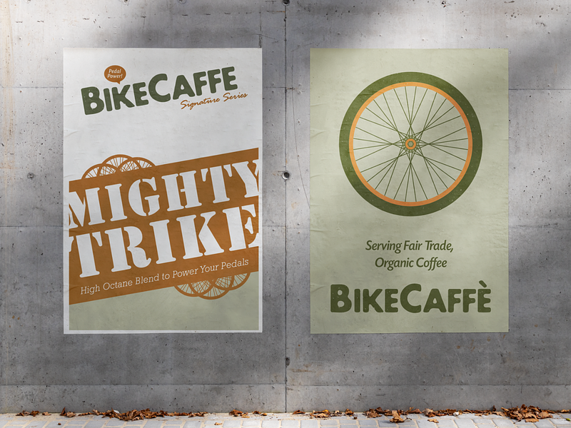 Bike Caffe bike brand identity brand strategy branding cargo bike coffee cycling illustration logo mockup poster print typography vector