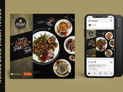 Promotional Social Media post Design branding dark design facebook food instagram kabab minimal photography post social media template typography