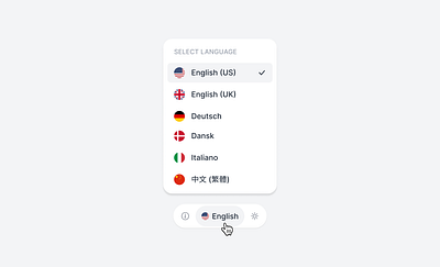 Dropdown Toolbar Settings admin application component country creative dashboard design system dropdown figma flag nav popup product design select ui ui design user interface ux ux design website