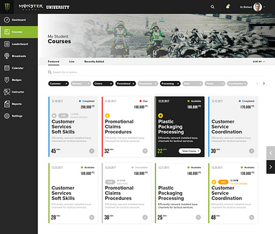 Monster Energy - University education mobile product typography ui ux web website