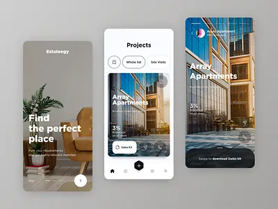 🛋️ Estateegy - Property Platform (Design) branding design figma mobile app design mobile design mobile platform design mobile ui design onboarding photoshop platform design property real estate ui ui design uiux uiux design ux ux design