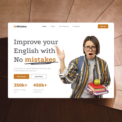 NoMistakes - Website header Design design figma graphic design ui ux webdesign