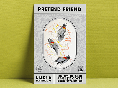 Pretend Friend Poster art bluegrass design graphic design music poster wichita