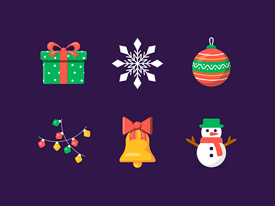 Christmas icon set 2 ball bell christmas christmas icons decoration festival gift golden ratio golden ration icon set icon iconography lights ribbon snowflake snowman ui