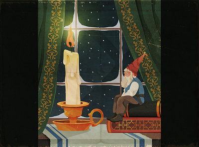 tomten beard book candle christmas decorative dwarf fairy fairytale fire gnome home light night oldman tomten vector vintage window winter